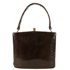 A Vintage Choc Brown Lizard Handbag