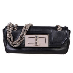 'TRES CHIC' Chanel  Black 'Sac Baguette' with Silver Palladium Hardware