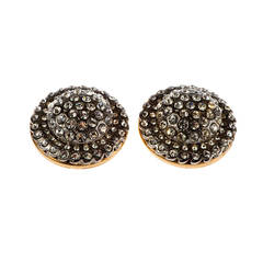 A pair of  Vintage Gilt & Clear Cut-Glass Earrings By Rossi of France