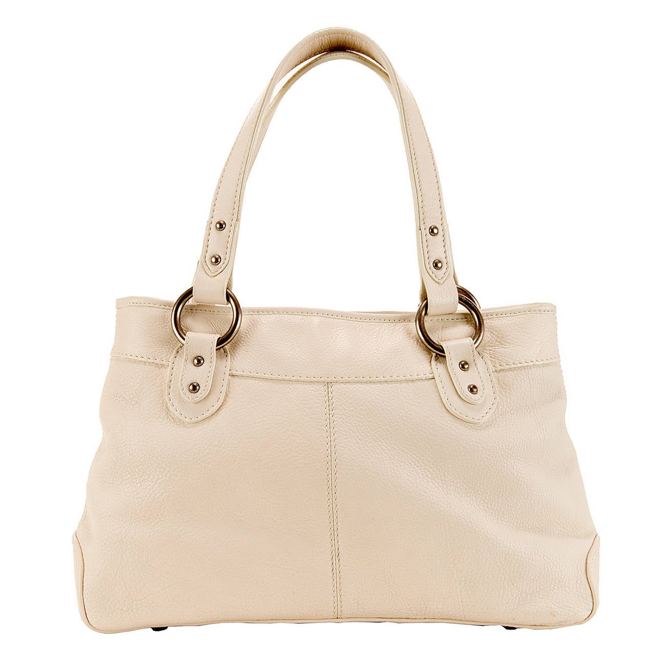  TRES CHIC! Spring/Summer Jaeger of London Large Cream Grained Leather Tote Bag For Sale
