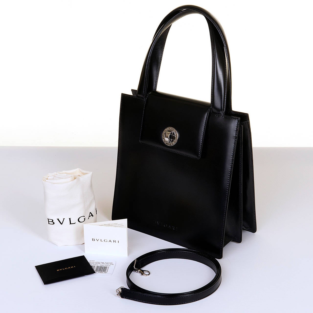 Super Bulgari Black Hand or Shoulder Bag with Silver Palladium Hardware