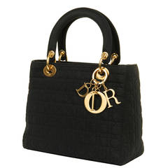 WOW! Dior 'Lady Dior' 25cm Black Quilted Bag with Goldtone Hardware