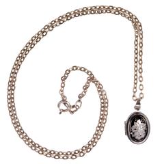 RARE ! Michaela Frey Silver & Enamel Locket and Chain