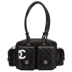 NEW Chanel Black 'Gambon GM'  Reporter Shoulder Bag with Silver Hardware