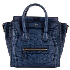 WOW! New Celine 'Prussian Blue' Crocodile 'Nanos' Hand/Shoulder Bag with GHW