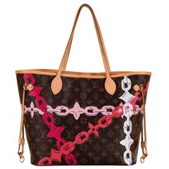 Limited Edition Louis Vuitton Logo 'Never-full' Bag with Natural Leather Trim