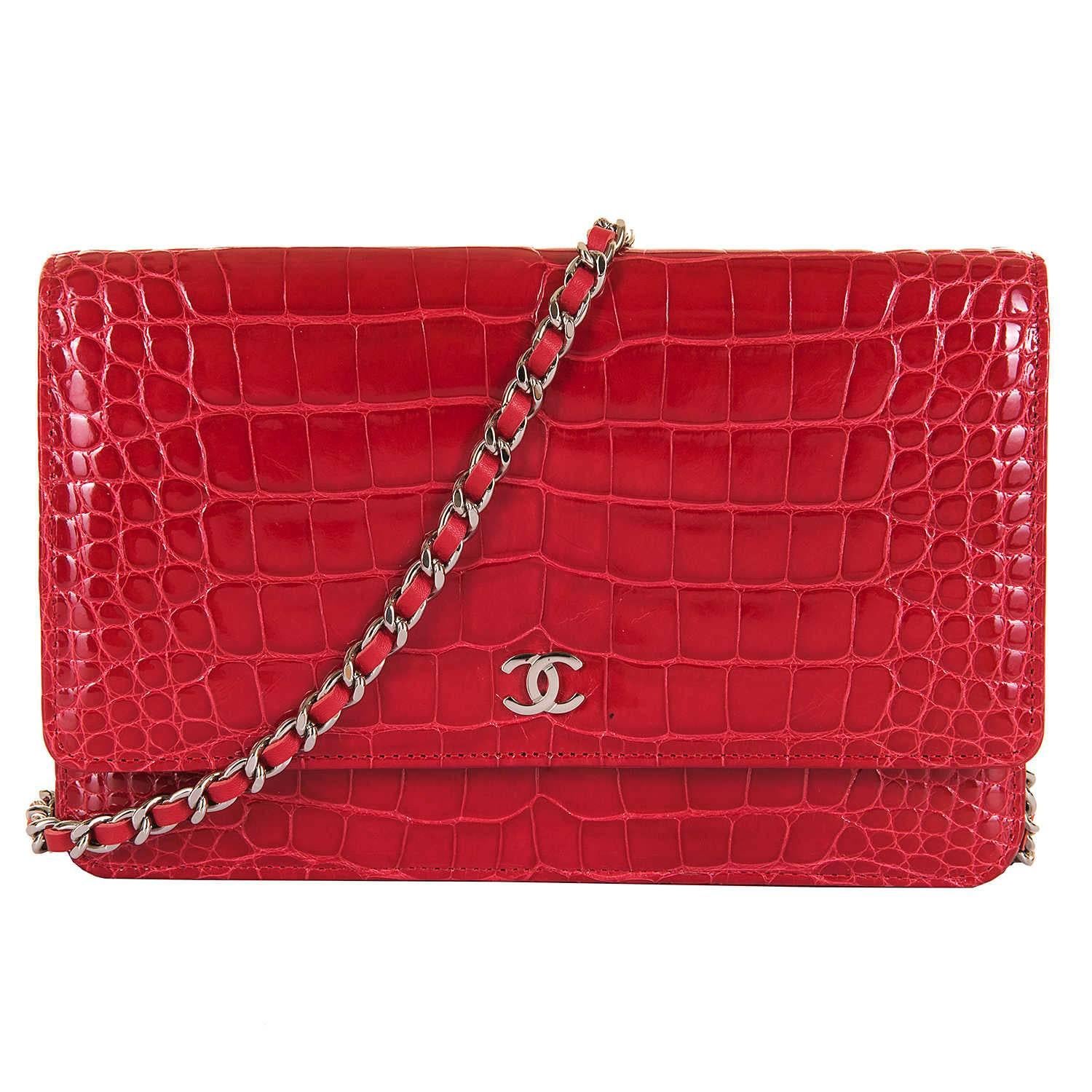 SO SO RARE Chanel Imperial Red Alligator WOC/Bag with Silver Palladium Hardware