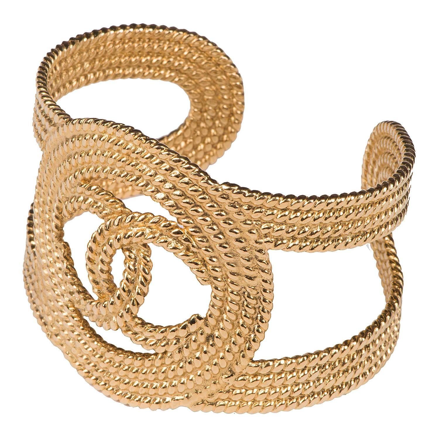 TRES CHIC Chanel Interlocking 'C' Braided Gold Cuff/Bracelet
