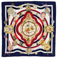  Rare Hermes Millenium Celebration Scarf 'Le Ronde des Heures' by Loic Dubigeon