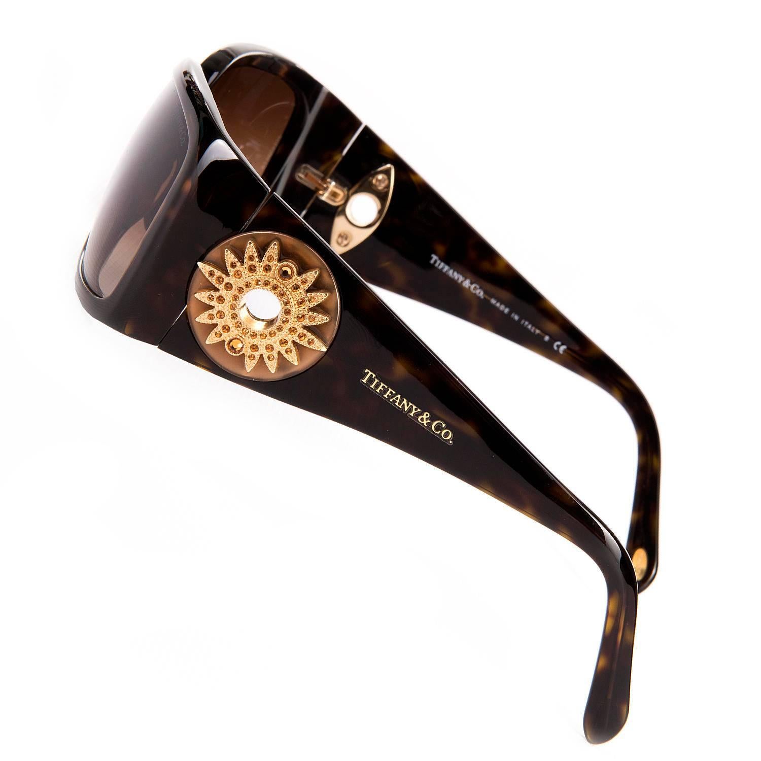WOW Rare Tiffany 'Sunburst' Tortoiseshell Sunglasses with Swarovski Jewel inlays