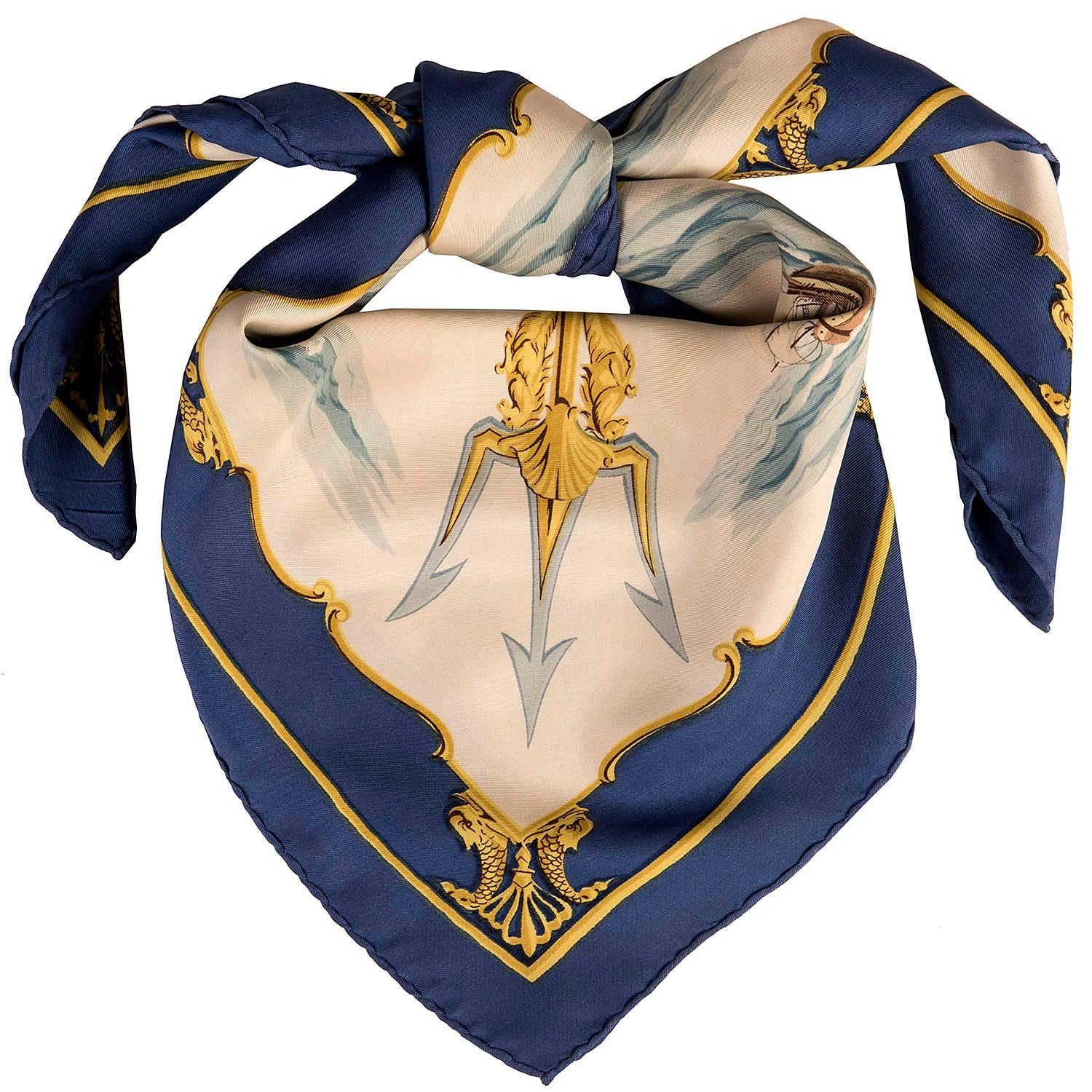 Very Rare Vintage Hermes Silk Scarf "La Marine en Bois' by Hugo Grygkar For Sale