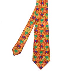 A Very Rare & Pristine Hermes Vintage Silk Tie 'Elephants'
