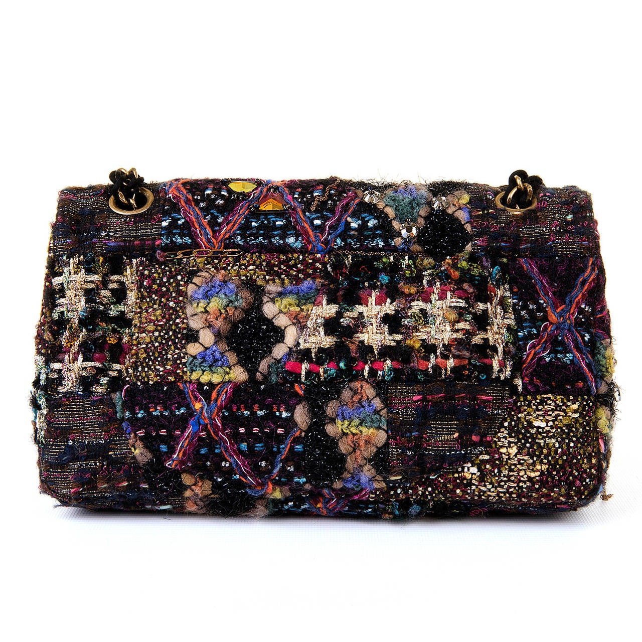 Women's A Very Rare Chanel 'Sac 2.55' Multicoloured Tweed  & Bejewelled Flap Bag