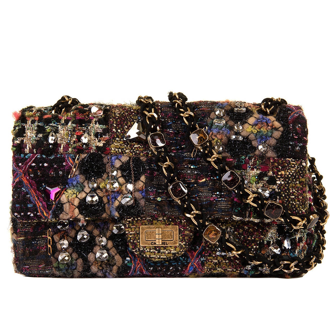 A Very Rare Chanel 'Sac 2.55' Multicoloured Tweed and Bejewelled Flap ...