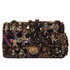 A Very Rare Chanel 'Sac 2.55' Multicoloured Tweed  & Bejewelled Flap Bag