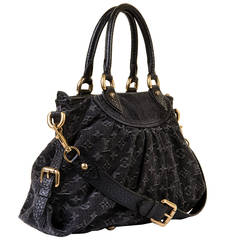 WOW! Vuitton Black Denim 'Sac Neo Cabby PM' Bag