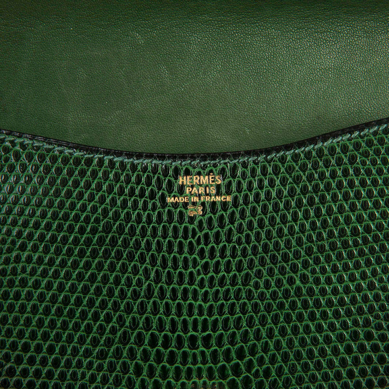 Women's A Rare & Important Hermes Green Lizard & 'Bronze Dore' Cross Body Bag