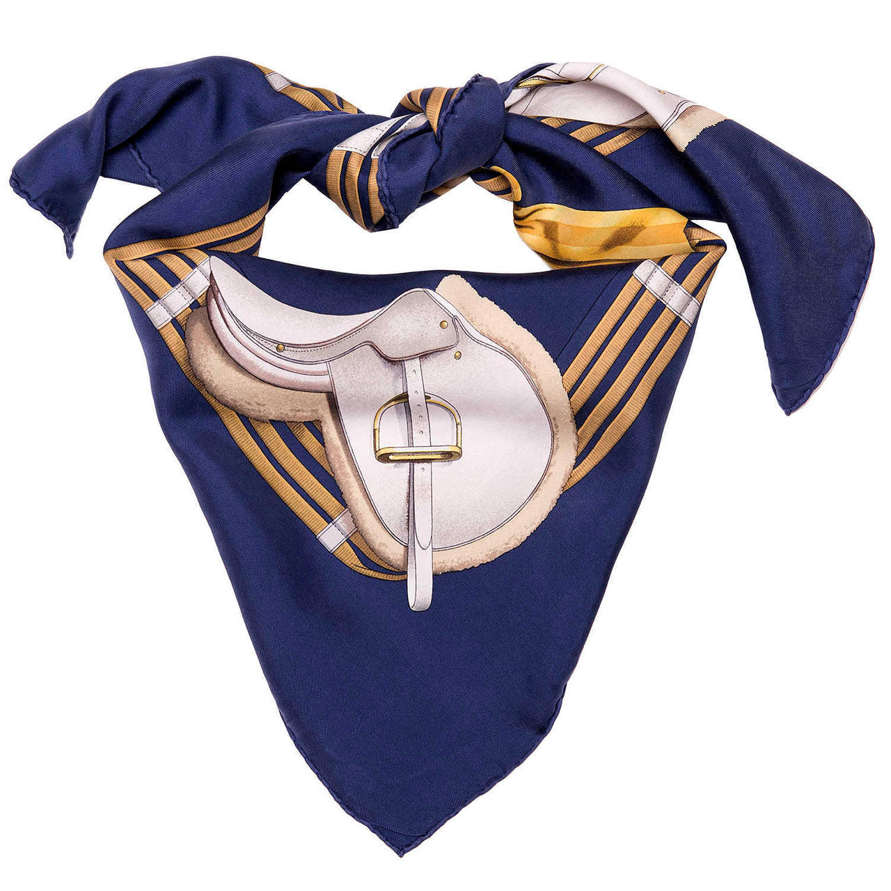 Great Hermes Scarf at a great price by the legendary Hermes designer Philippe Ledoux. Any horse lovers or anybody connected with the equestrian world will love this scarf with it's equine themed design.

FREE WORLDWIDE DELIVERY IS INCLUDED IN THE