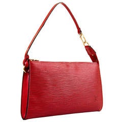 Super Louis Vuitton Red Epi Leather Clutch with Goldtone Hardware
