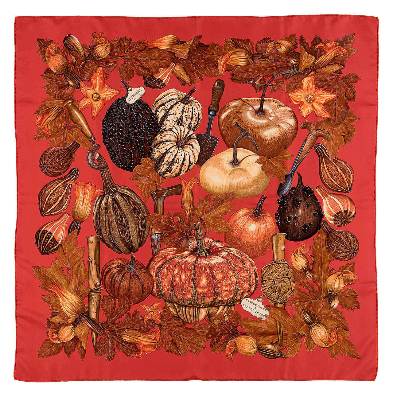 Hermes Silk Scarf 'Citrouilles et Coloquintes' by Valerie Dawlat at 1stDibs
