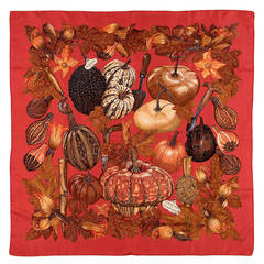 Hermes Silk Scarf 'Citrouilles et Coloquintes' by Valerie Dawlat