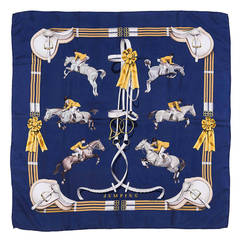 Hermes Silk Scarf 'Jumping' by Philippe Ledoux