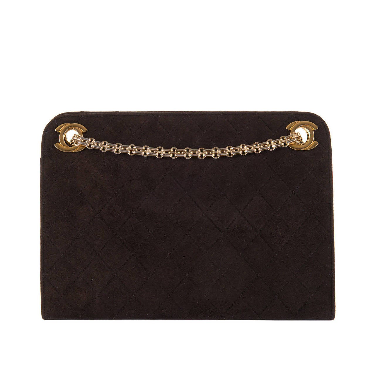 An Elegant Chanel Quilted Handbag, in Choc. Brown with Goldtone Hardware