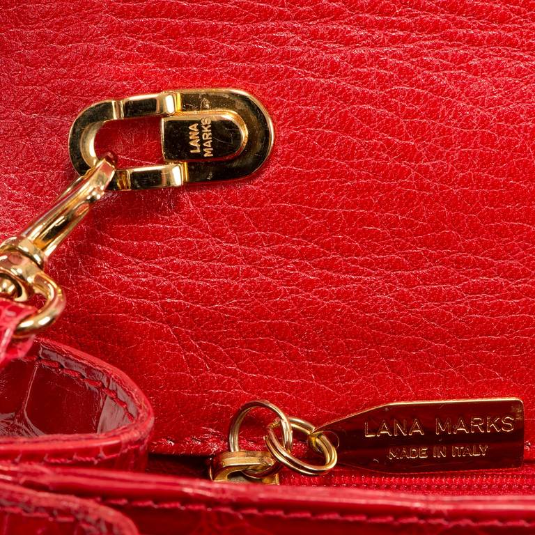 Lana Marks Red Alligator Shoulder or Clutch Bag 3