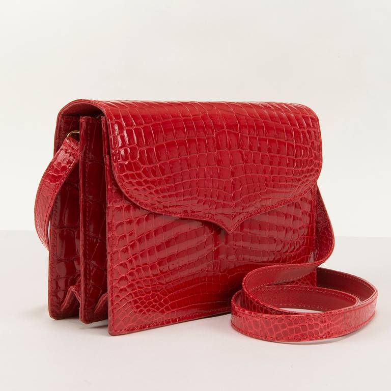 Women's Lana Marks Red Alligator Shoulder or Clutch Bag