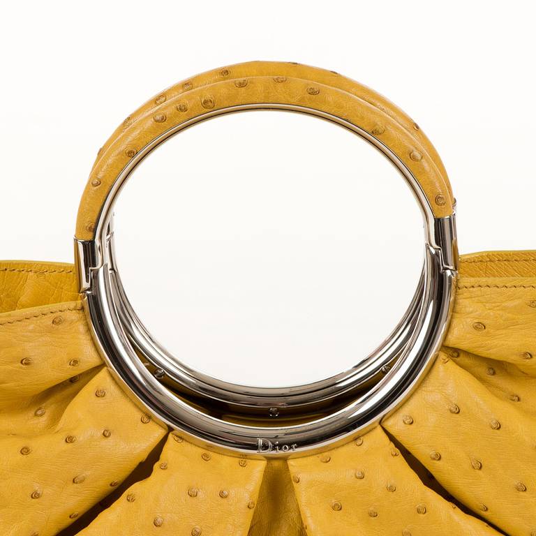 VERY RARE A Limited Edition Dior Yellow Ostrich-Skin Handbag & Matching Purse 4
