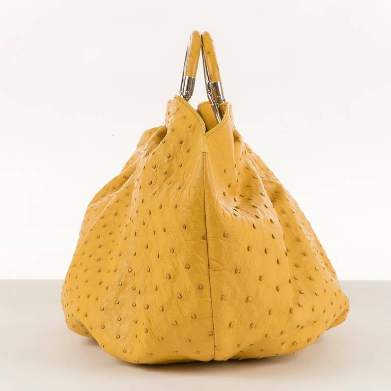 Orange VERY RARE A Limited Edition Dior Yellow Ostrich-Skin Handbag & Matching Purse
