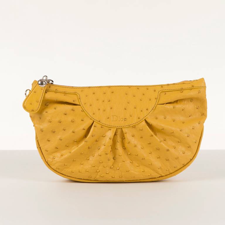 VERY RARE A Limited Edition Dior Yellow Ostrich-Skin Handbag & Matching Purse 3
