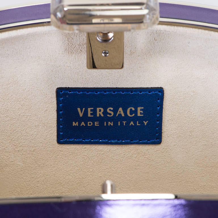 WOW! Versace Evening, Patchwork Blue Patent Leather Clutch or Shoulder ...