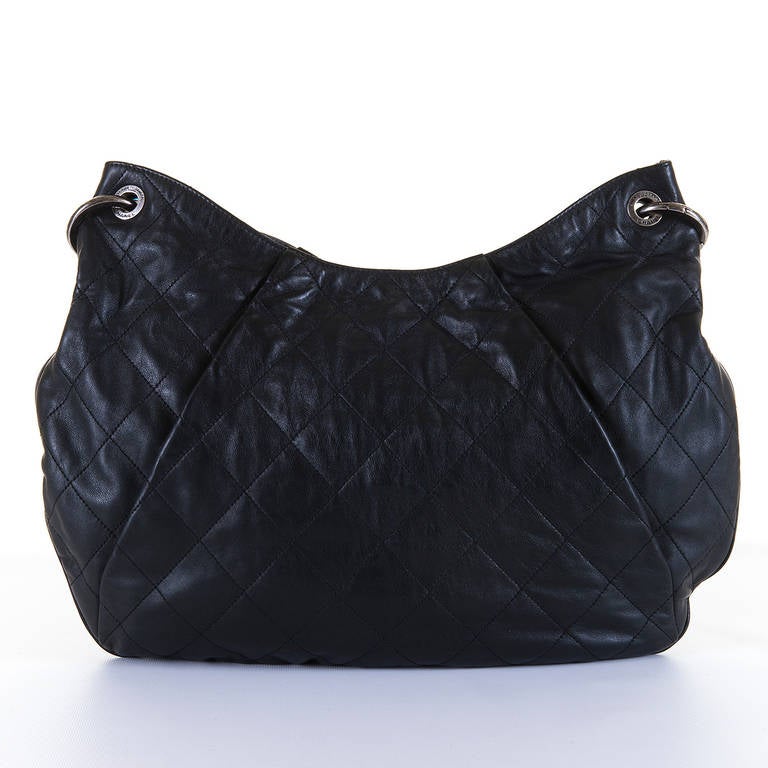 Chanel Large Black Lambskin Quilted Tote Bag In Excellent Condition In By Appointment Only, GB