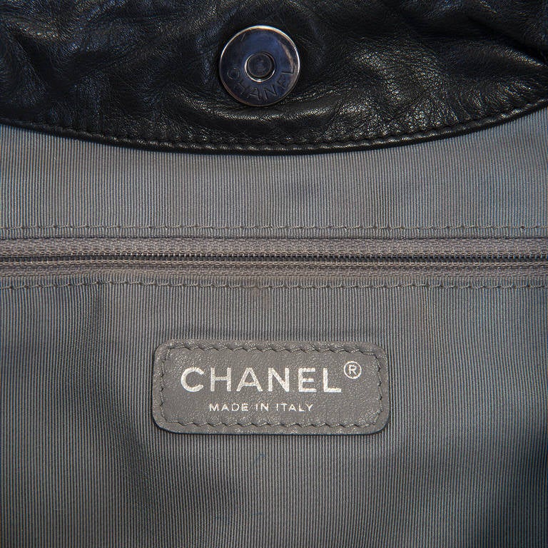 Chanel Large Black Lambskin Quilted Tote Bag 2