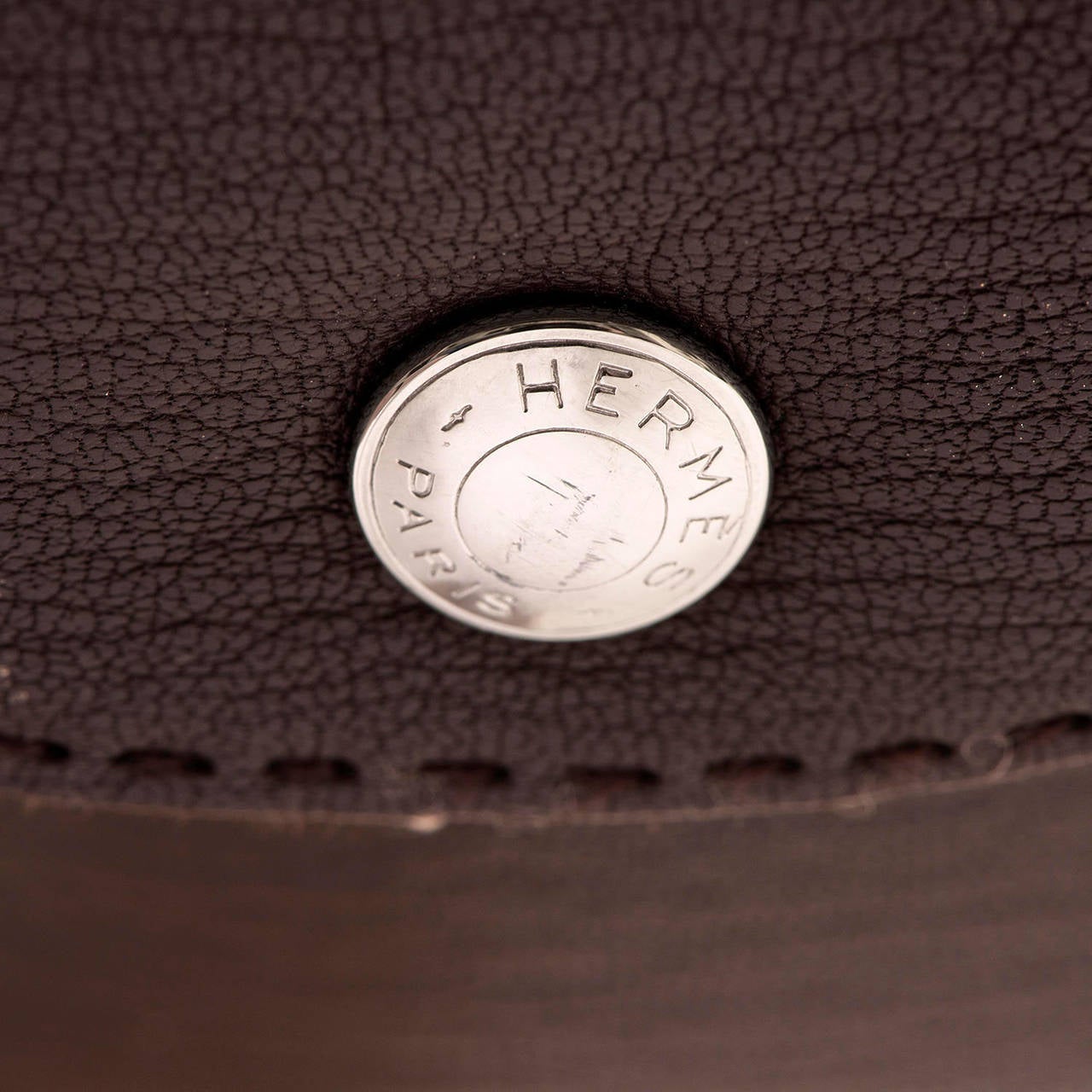 Black RARE FIND A Hermes Choc. Brown Sheepskin Cross-Body Bag with Palladium Hardware