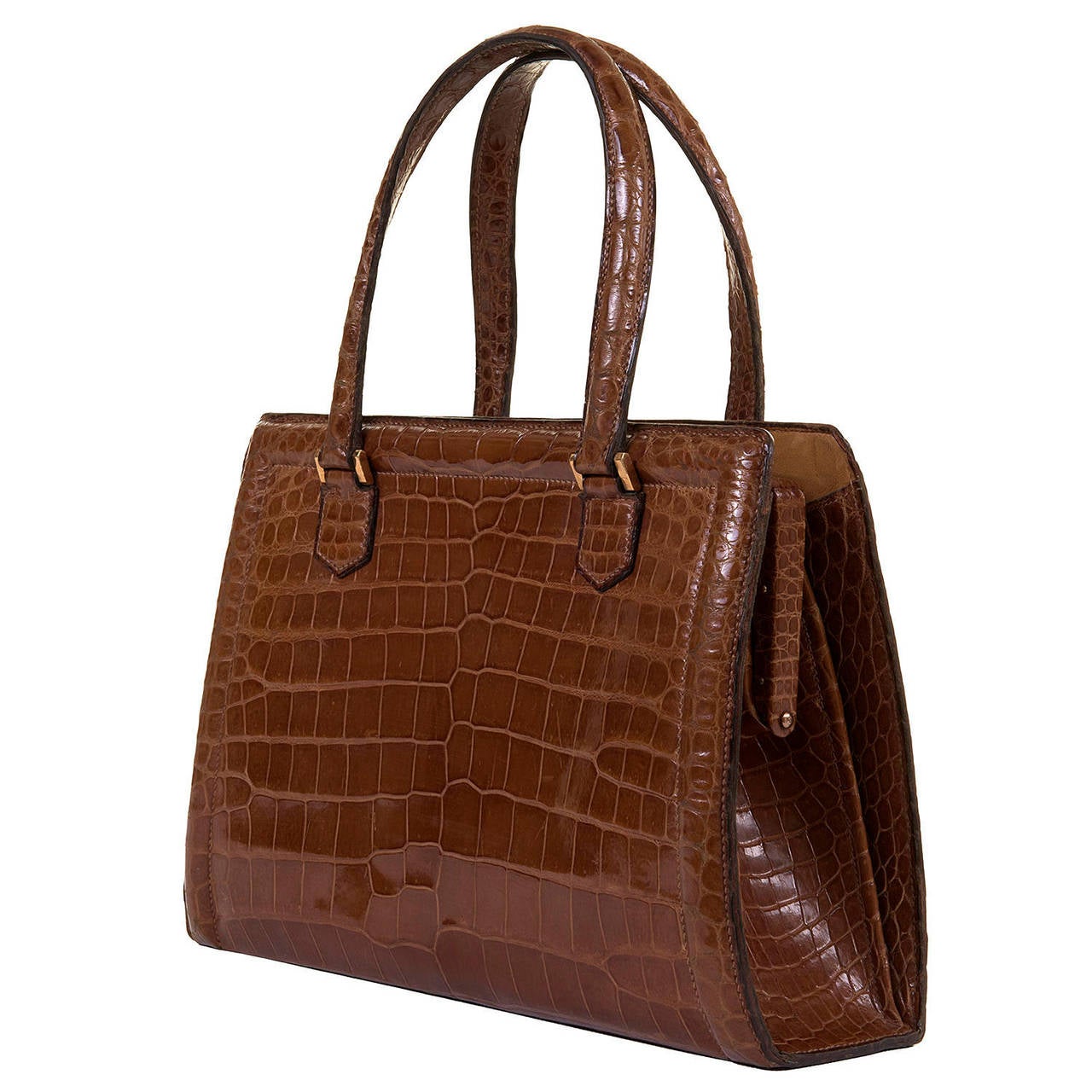 A Stunning & Very Rare Vintage Hermes, 'Sac Pullman' Crocodile Handbag, in a deep Honey coloured Crocodile with Goldtone Hardware. This gorgeous bag is in excellent, little used condition, and if this iconic Bag was available to buy today, new, it