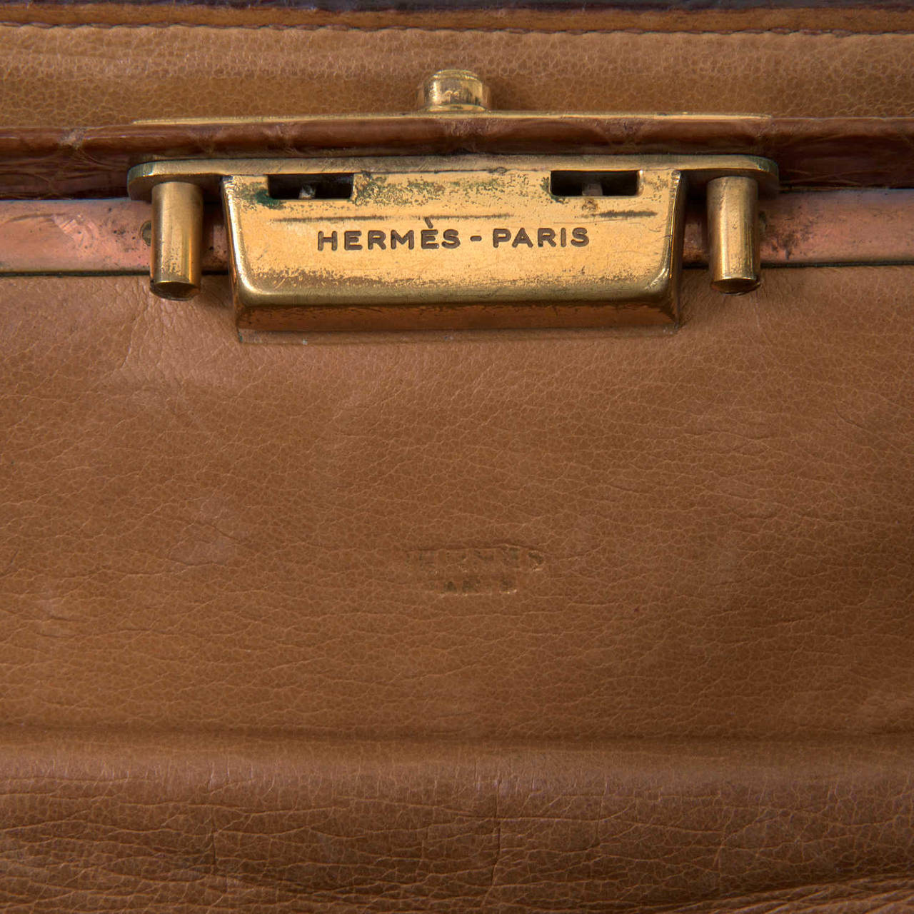 SO RARE! Vintage Hermes Crocodile 'Sac Pullman' in Honey with Gold Hardware In Excellent Condition In By Appointment Only, GB