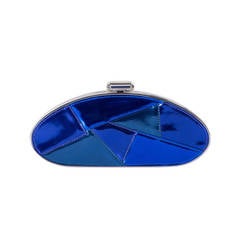 WOW! Versace Evening, Patchwork Blue Patent Leather Clutch or Shoulder Bag