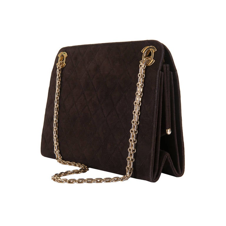 Chanel, Lambskin, Quilted Suede, Handbag with 'Double C' Logo Fittings