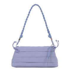 A Cute Ferragamo Clutch/Shoulder Bag in Lavender Toile & Matching Leather Trim