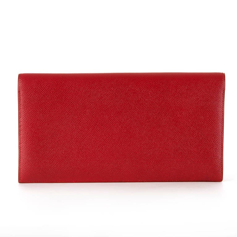 VERY RARE ! Vintage Hermes, Red Epsom Clutch Bag with Gold and Silvered ...