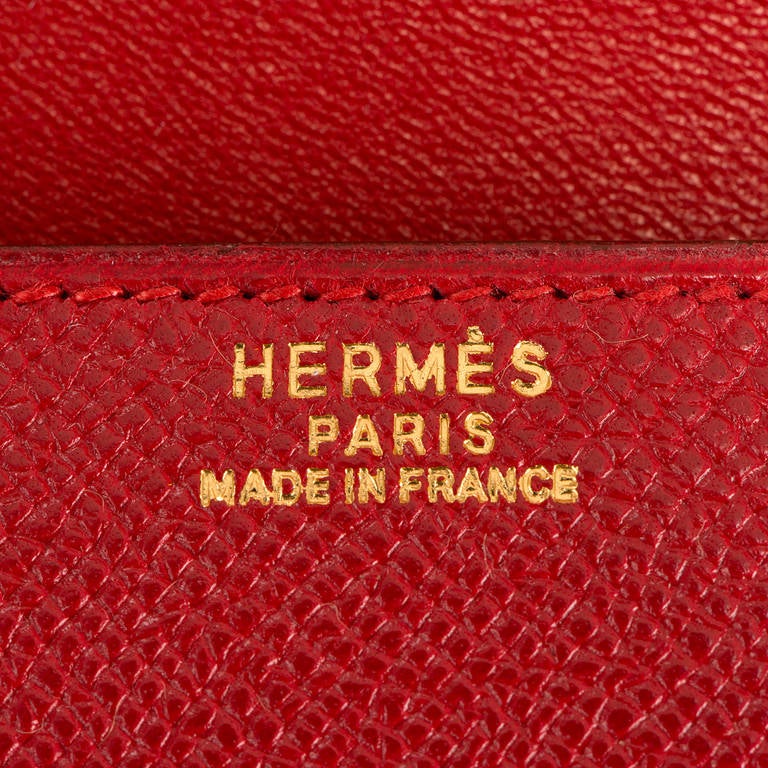 Women's VERY RARE ! Vintage Hermes, Red Epsom Clutch Bag with Gold & Silvered Hardware