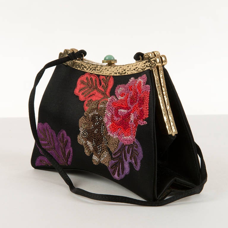 Black Simply Beautiful 'Josie Natori' Hand-Embroidered Evening Bag