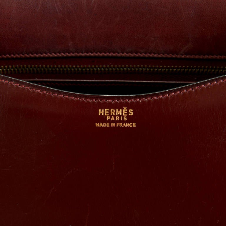 A Very Rare Vintage Hermes Burgundy 'Passe-Guide' Shoulder Bag In Excellent Condition In By Appointment Only, GB