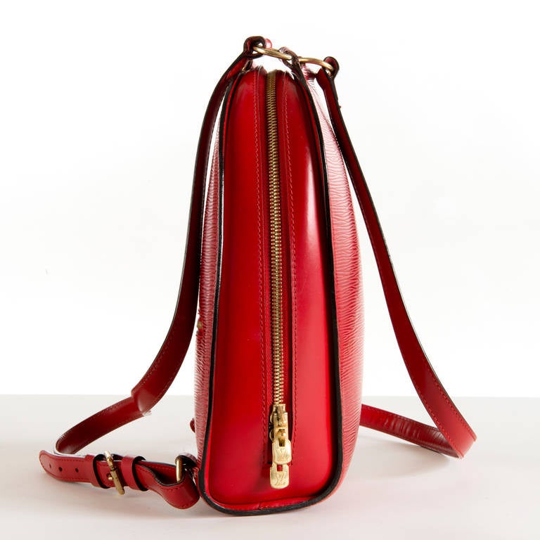 A stylish Louis Vuitton Red Epi Leather Rucksack Bag In Excellent Condition In By Appointment Only, GB