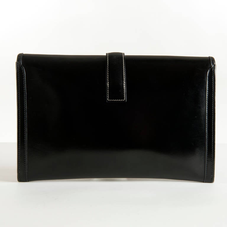 A Vintage Hermes Black Box Leather \u0026#39;Jige\u0026#39; Clutch Bag at 1stdibs  