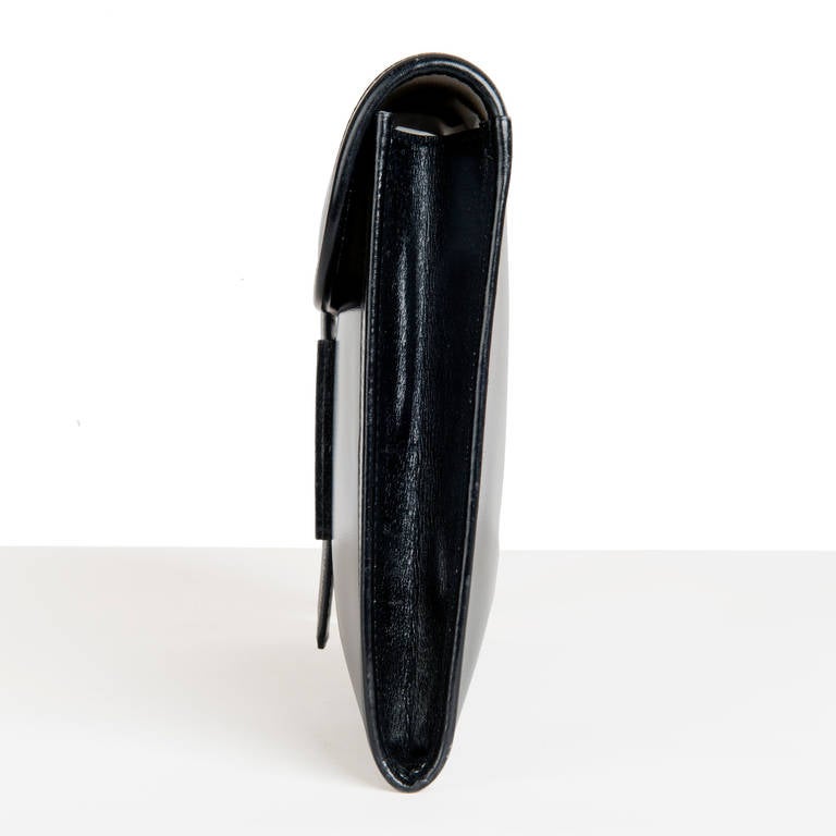 A Vintage Hermes Black Box Leather \u0026#39;Jige\u0026#39; Clutch Bag at 1stdibs  
