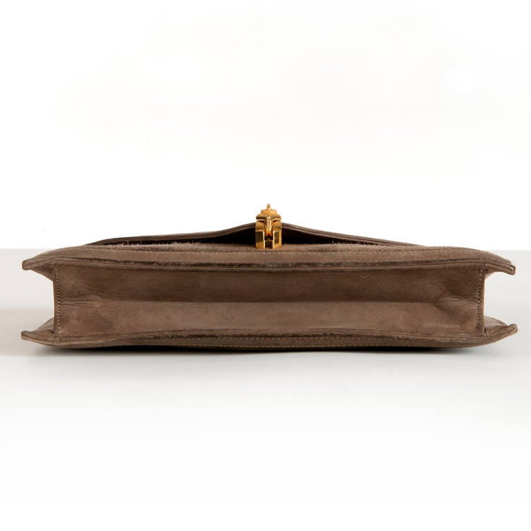 Hermes 'Alcazar' bag in Brown Suede with Taupe 'Doblis' Lambskin Trim In Excellent Condition In By Appointment Only, GB