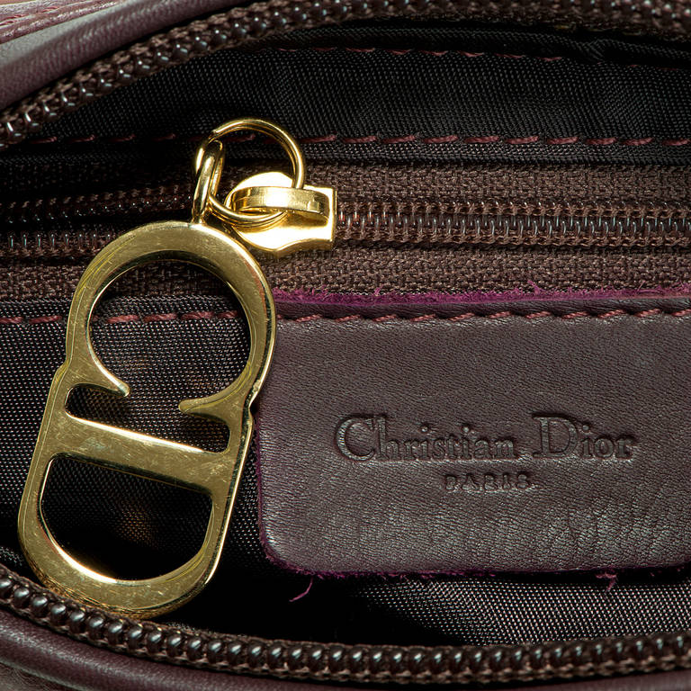 Christian Dior, Aubergine, Ostrich Skin, Saddle Bag with 'CD' Logo Gold Strap 3